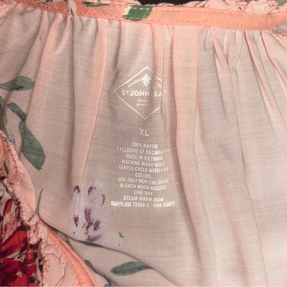 St. John's Bay Pink Floral Ruffle Blouse - Picture 6 of 6